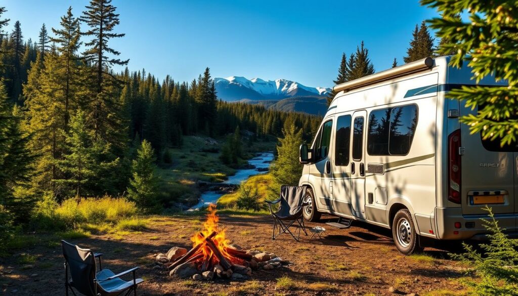 A-peaceful-rustic-camping-spot-nestled-in-a-picturesque-landscape.-A-sleek-modern-campervan-1024x585 La déclaration des revenus issus de la location de camping-car