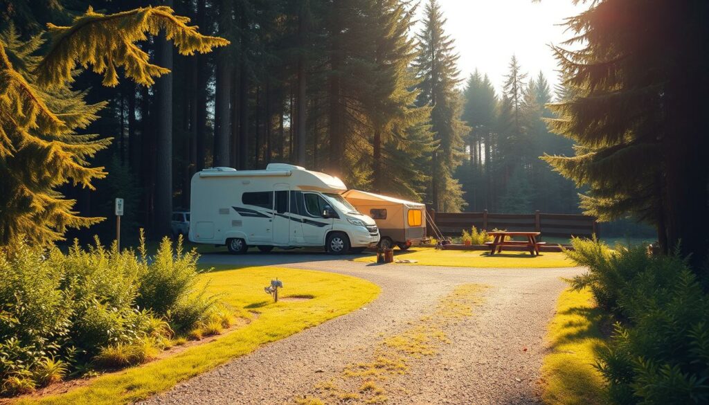 A-scenic-camping-site-nestled-in-a-serene-forest-with-a-sleek-modern-campervan-parked-amidst--1024x585 La déclaration des revenus issus de la location de camping-car