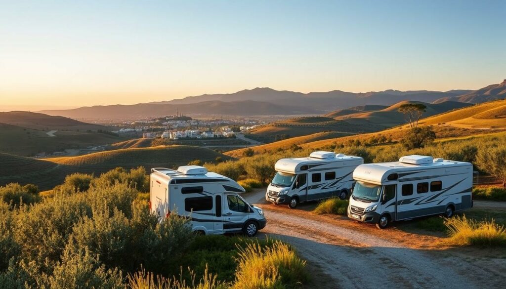 A-serene-Greek-countryside-landscape-at-golden-hour-with-a-group-of-sleek-modern-recreational-1024x585 Ce pays interdit les camping-cars dès l’été 2025 : ce qui va vraiment changer