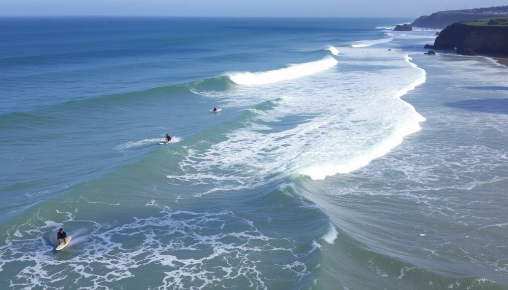 Image-de-la-cote-galicienne-avec-des-surfeurs-1024x585 Été indien en van : Destinations et activités en 2025