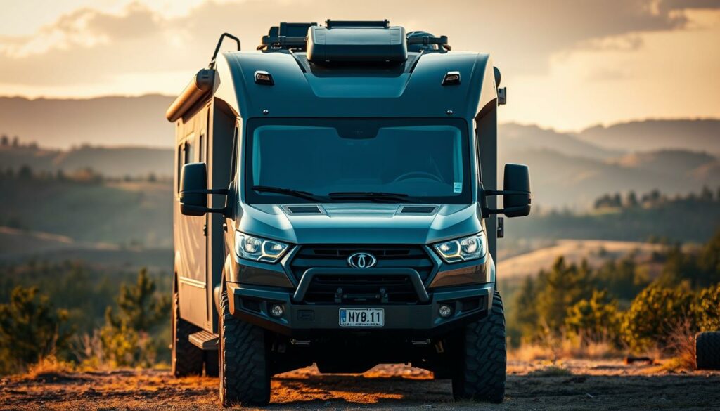 A-large-rugged-camping-vehicle-dominates-the-frame-its-imposing-presence-commanding-1024x585 Camping-car poids lourd avec un permis B : l’incroyable exception française