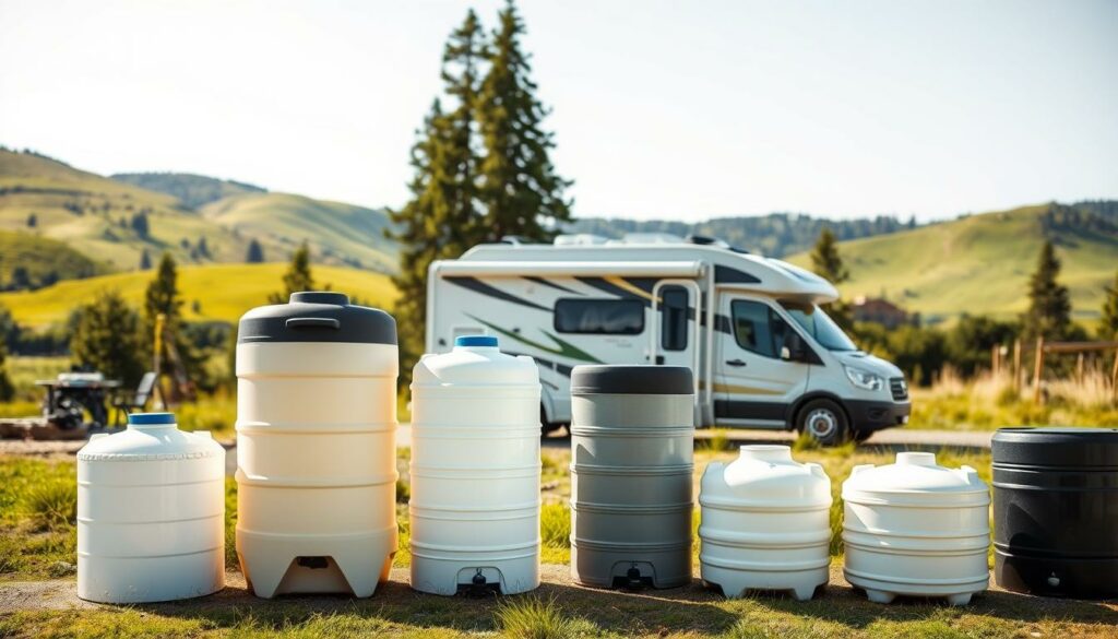 A-serene-outdoor-scene-featuring-a-well-equipped-recreational-vehicle-parked-in-a-picturesque-1024x585 Réservoir d’eau pour camping car : Solutions pratiques