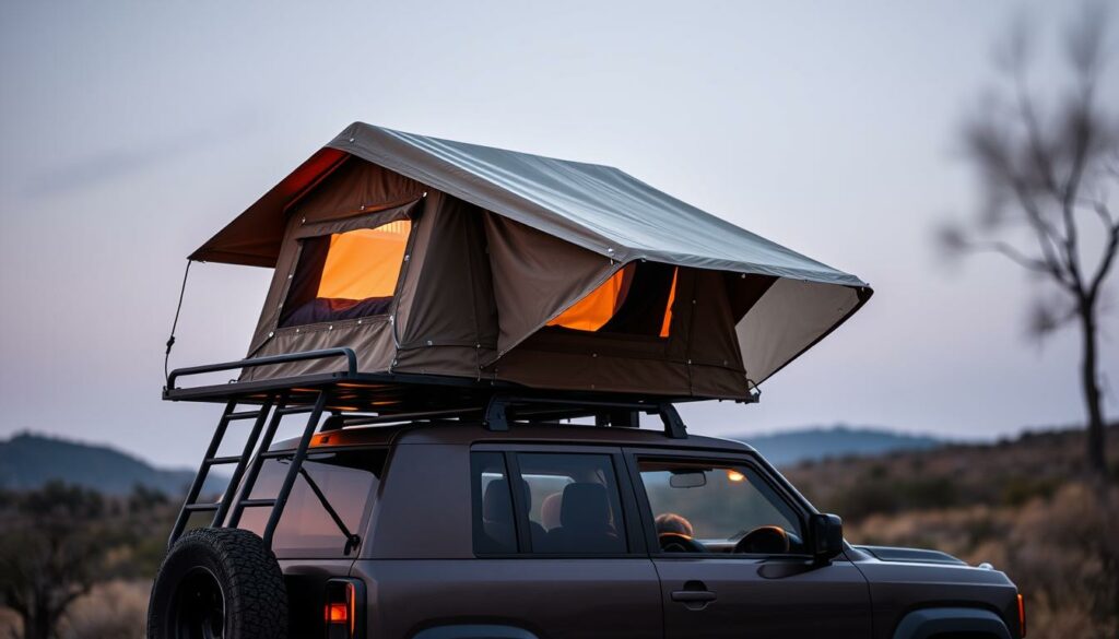A-sleek-modern-roof-tent-perfectly-fitted-atop-a-rugged-4x4-vehicle-its-low-profile-design-1024x585 Comment choisir sa tente de toit ? Suivez le guide !