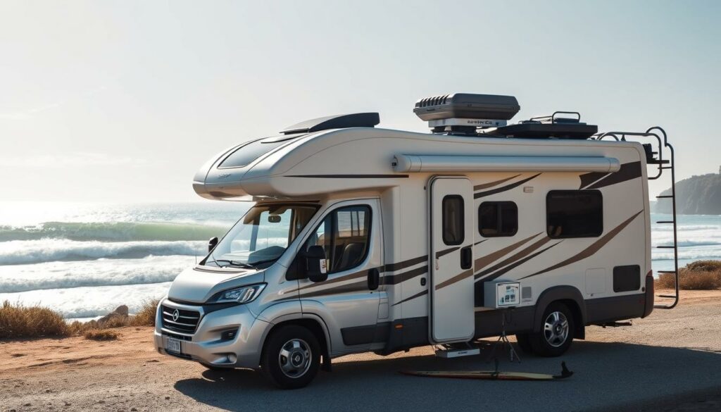 A-well-equipped-motorhome-parked-in-a-scenic-coastal-setting-with-a-bright-sky-and-rolling-1024x585 Les sports de vent en camping-car