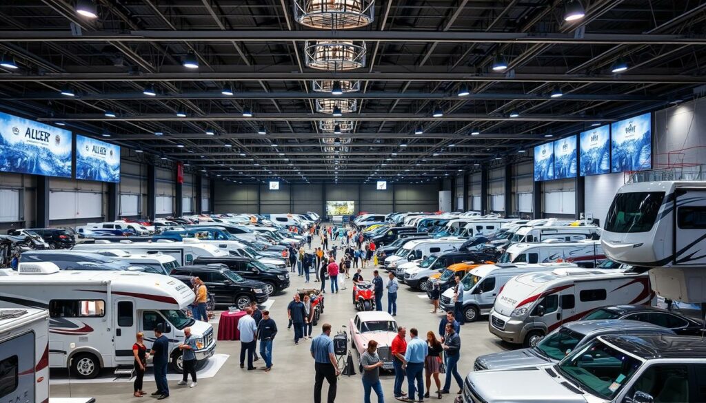 An-expansive-modern-exhibition-hall-filled-with-a-diverse-array-of-recreational-vehicles-from-1024x585 TOUT SAVOIR SUR LE SALON DES VÉHICULES DE LOISIRS 2025