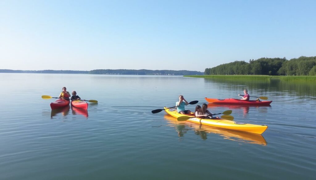 Image-dun-lac-dans-les-Landes-avec-des-familles-faisant-du-kayak-1024x585 Où partir en vacances en juin en France ?