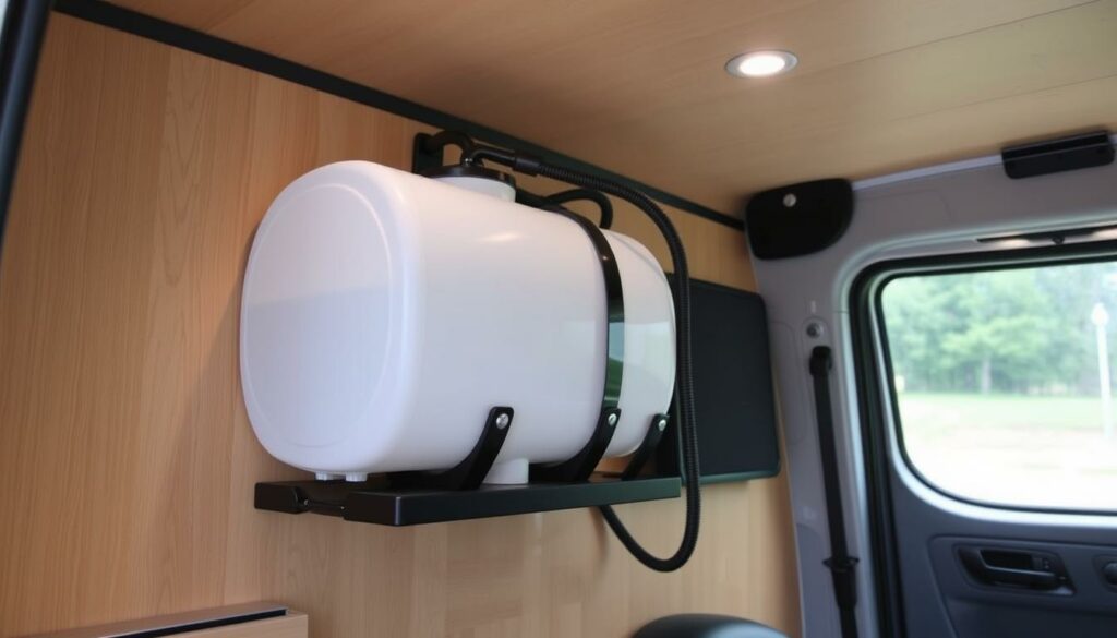 Image-dun-systeme-de-fixation-pour-reservoir-deau-dans-un-camping-car-1024x585 Réservoir d’eau pour camping car : Solutions pratiques
