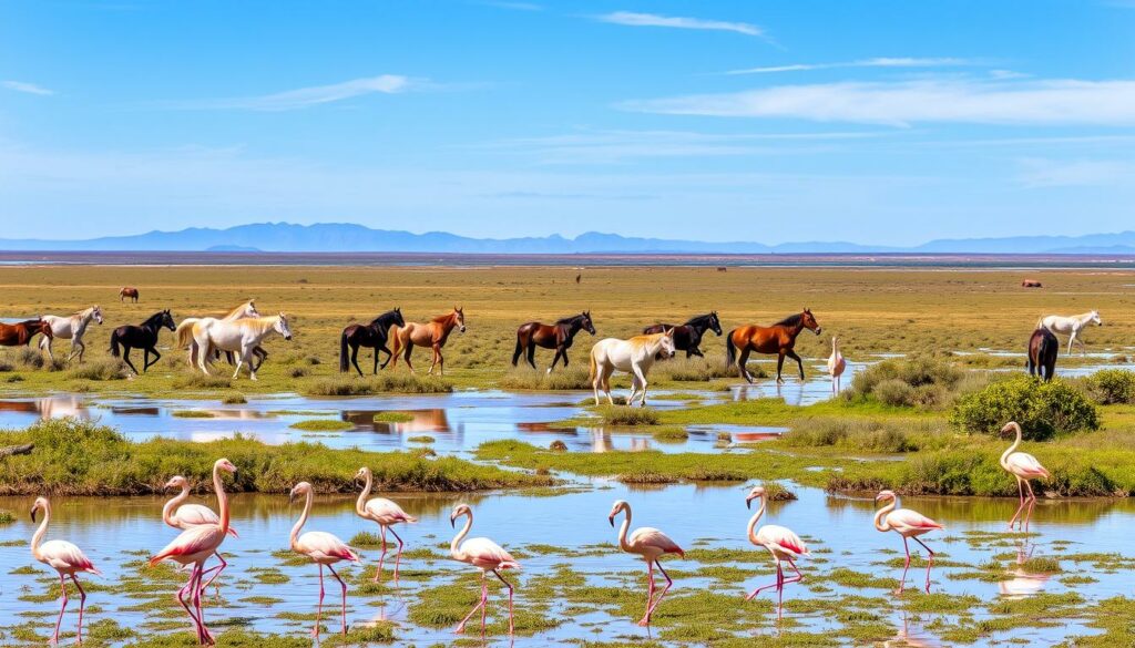 Une-image-de-la-Camargue-avec-des-chevaux-sauvages-et-des-flamants-roses-1024x585 Où partir en vacances en juin en France ?